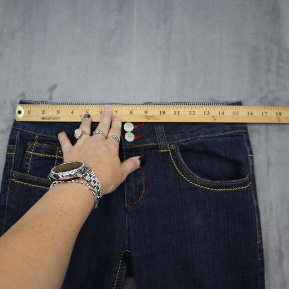 Modbe Pants Womens 12 Blue Bootcut Mid Rise Button Pocket Dark Wash Denim Jeans - Picture 3 of 16